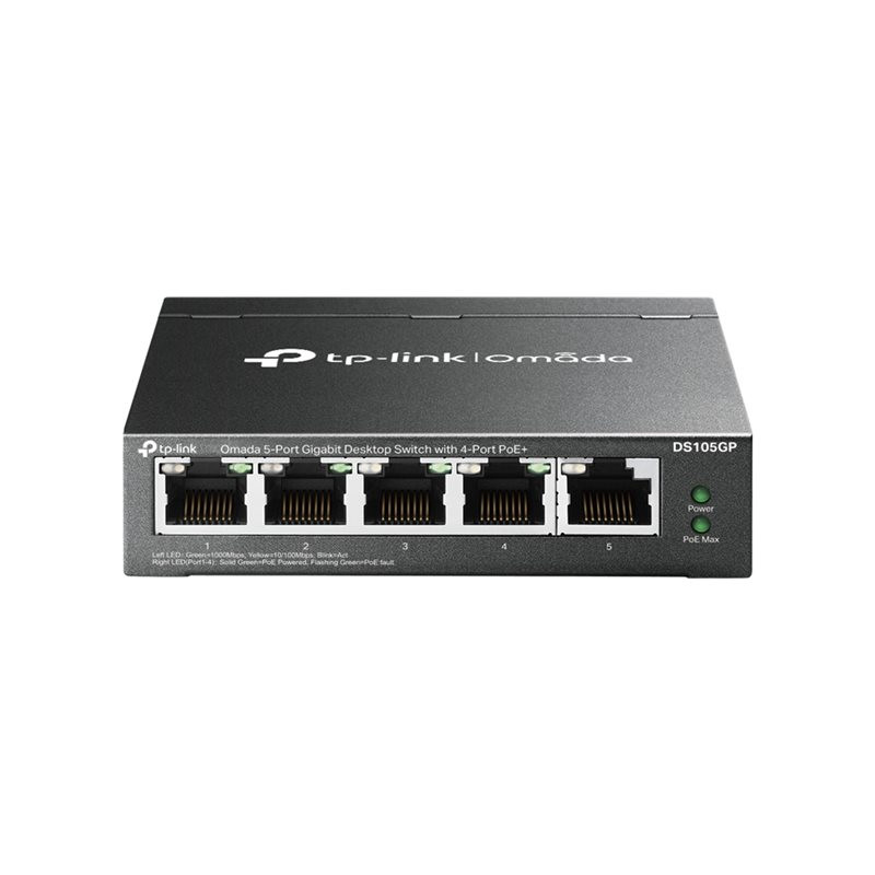 TP-Link Omada V1 - Commutateur - non géré - 5 x 10 - 100 - 1000 - de bureau - PoE+ (65 W) (DS105GP)_1