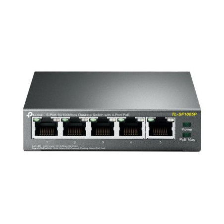 TP-LINK - 5-Port 10 - 100Mbps Desktop Switch with 4-Port PoE, 5 10 - 100Mbps RJ45 ports including 4... (TL-SF1005P)_1