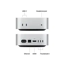 Apple Mac mini - M4 jusqu'à - RAM 24 Go - SSD 512 Go - Apple M4 10-core - Gigabit Ethernet, IEEE 802... (MCYT4FN/A)_3